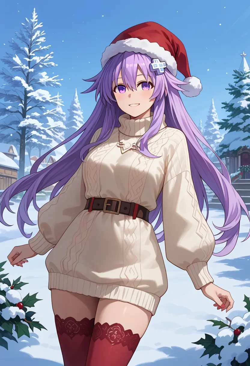 neptune_(series),neptune_(neptunia),Christmas,sweater dress,stockings  - 