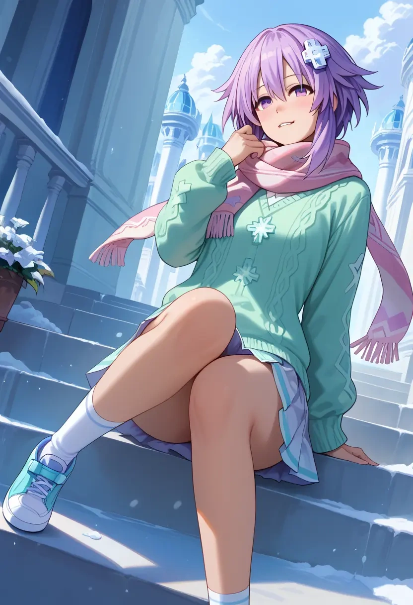 neptune_(series),neptune_(neptunia),spring,student uniform,knit sweater  - 