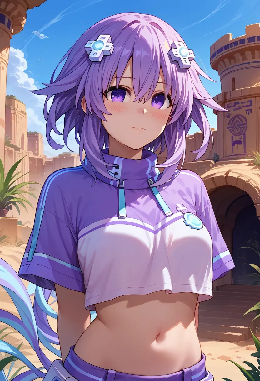 neptune_(series),neptune_(neptunia),cropped graffiti sweatshirt,dolphin shorts  - 