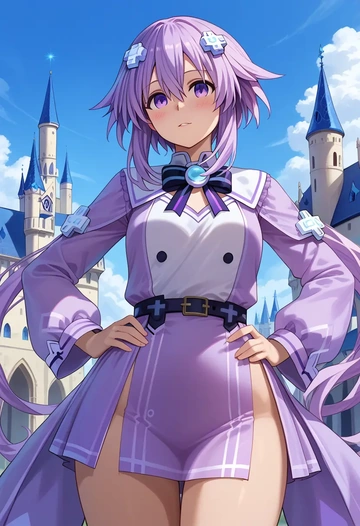 neptune_(series),neptune_(neptunia),bodysuit,mesh,high-waisted skirt  - AI generated anime art