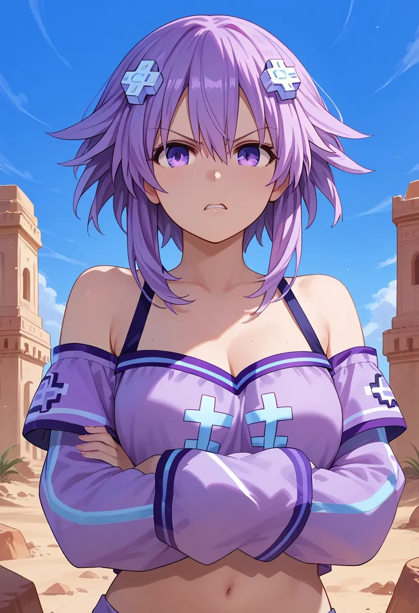 neptune_(series),neptune_(neptunia),off-shoulder top,dolphin shorts  - 