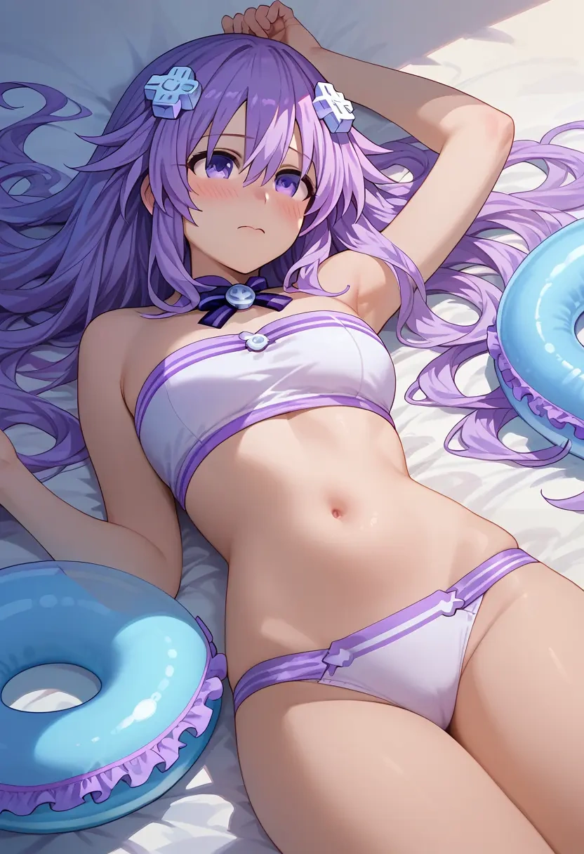 neptune_(series),neptune_(neptunia),tube top,jogger shorts  - 