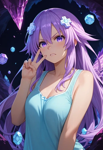 neptune_(series),neptune_(neptunia),tank top,drawstring pants  - AI generated anime art