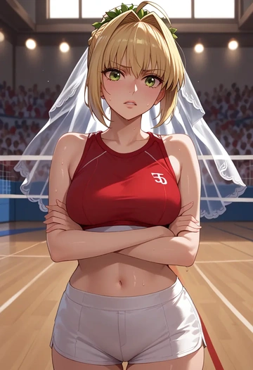 fate_(series),nero_claudius_(bride)_(fate),volleyball uniform  - AI generated anime art