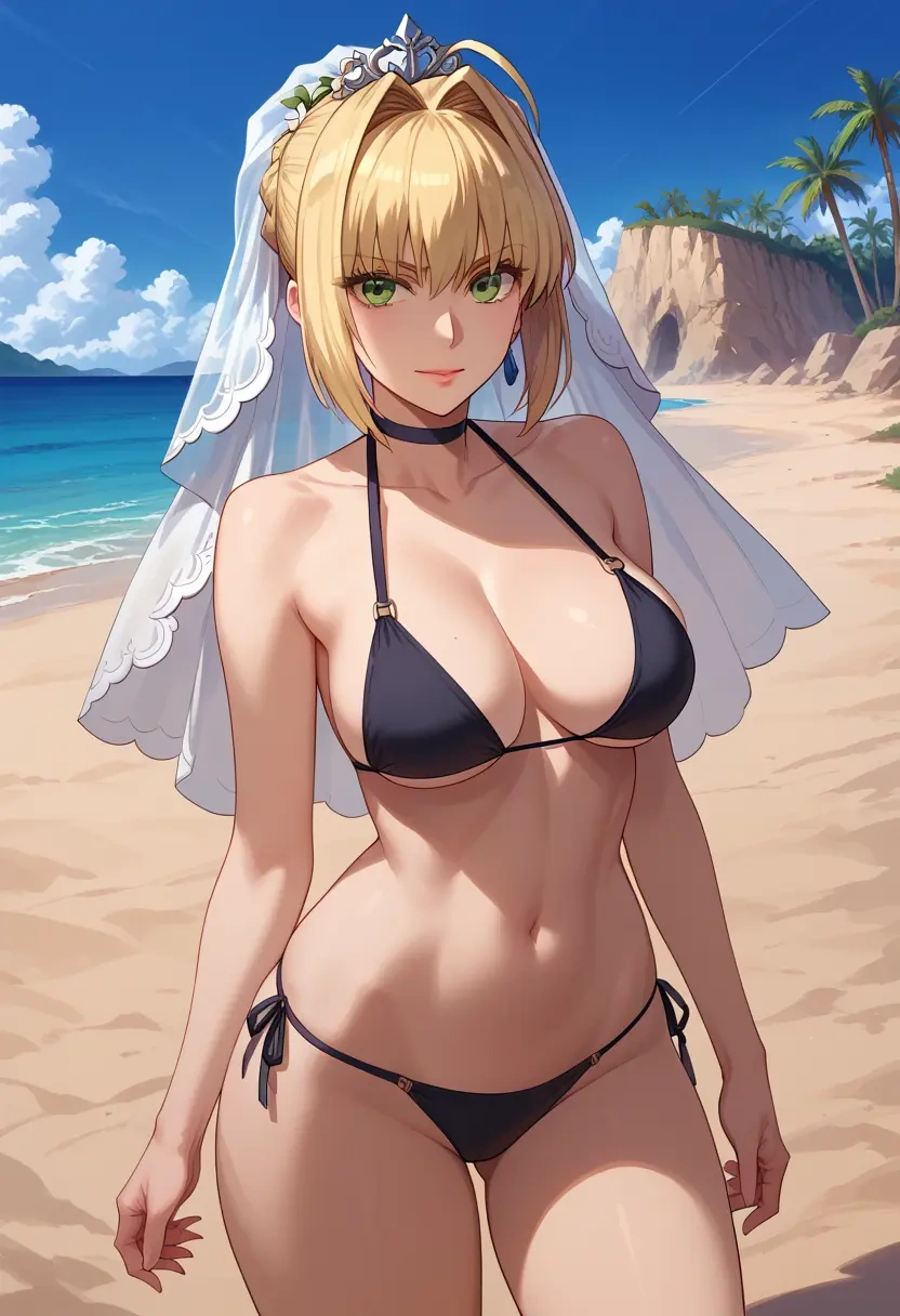 fate_(series),nero_claudius_(bride)_(fate),black bikini  - 