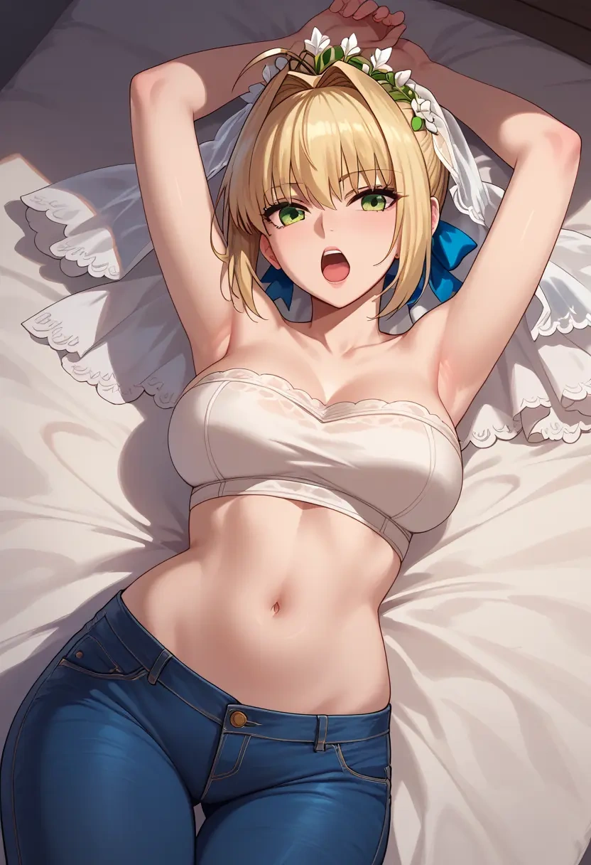 fate_(series),nero_claudius_(bride)_(fate),crop top  - 