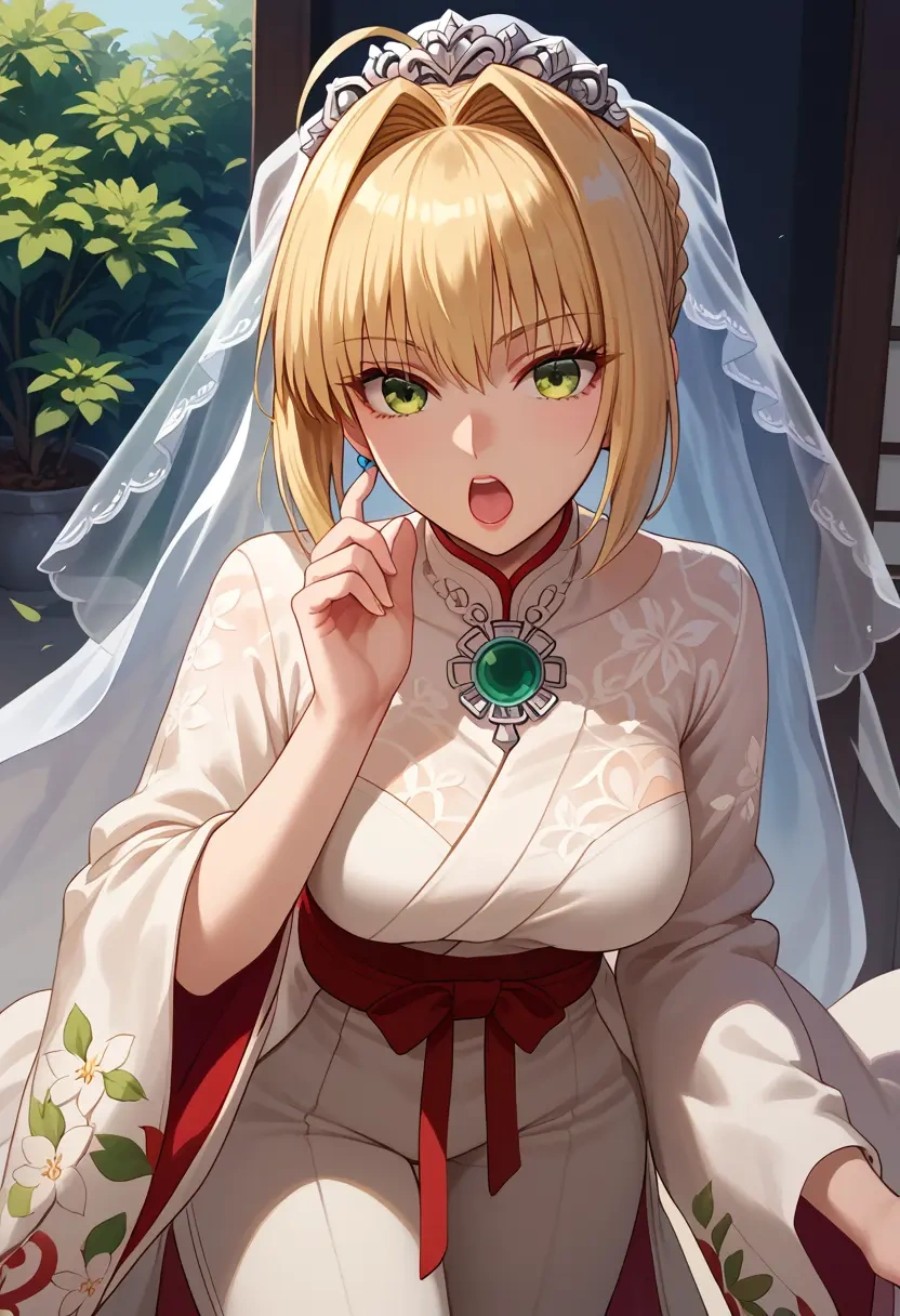 fate_(series),nero_claudius_(bride)_(fate),kimono,silk,wide-leg trousers  - 