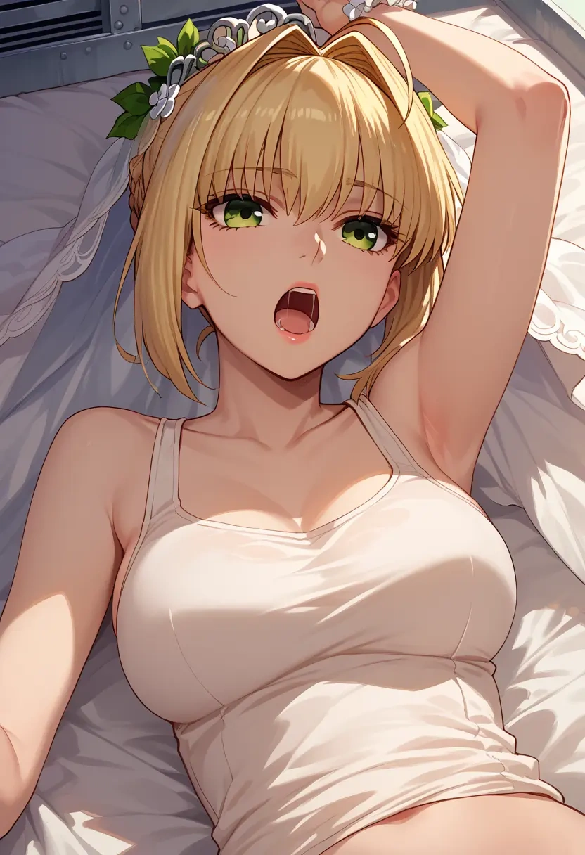 fate_(series),nero_claudius_(bride)_(fate),tank top,drawstring pants  - 