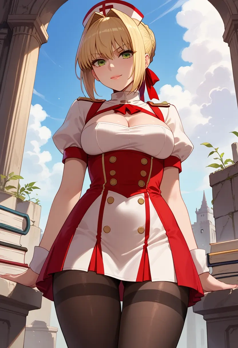 fate_(series),nero_claudius_(fate),nurse, pantyhose,mini skirt  - 