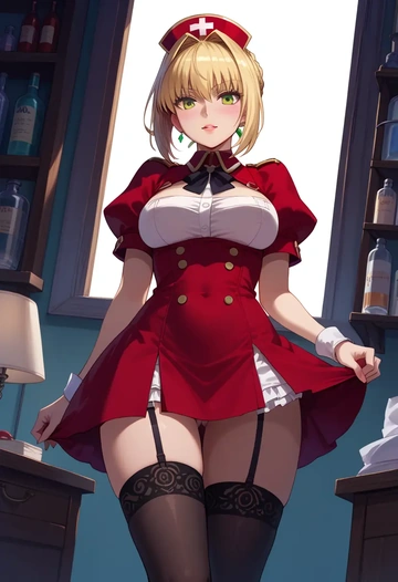 fate_(series),nero_claudius_(fate),nurse pantyhose,mini skirt, sexy  - AI generated anime art