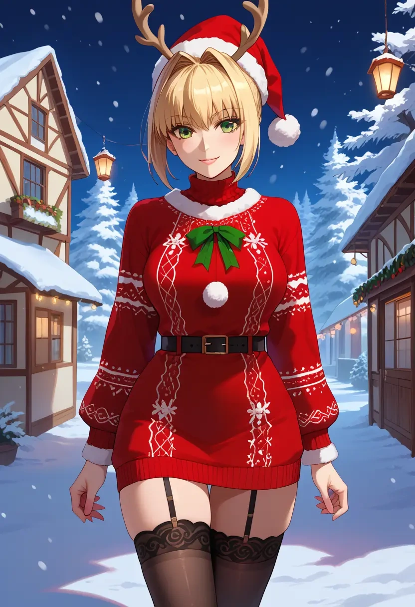 fate_(series),nero_claudius_(fate),sweater,stockings,Thigh garters  - 