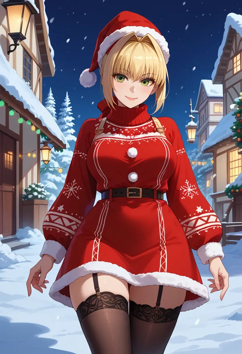 fate_(series),nero_claudius_(fate),sweater,stockings,Thigh garters  - 