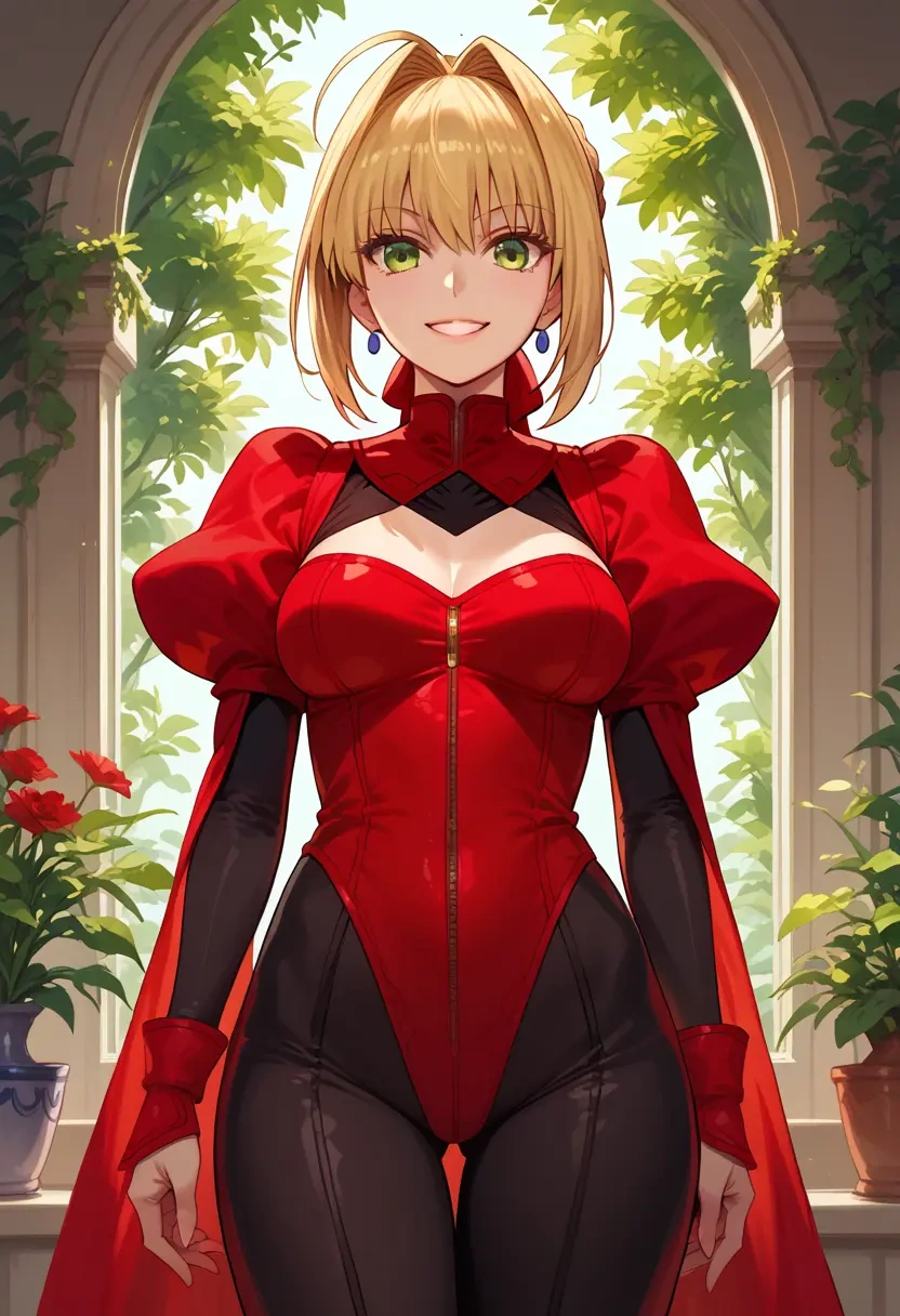 fate_(series),nero_claudius_(fate),black widow bodysuit,spiderweb cape,leather gloves  - 