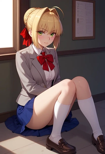 fate_(series),nero_claudius_(fate),winter,student uniform,blazer  - AI generated anime art