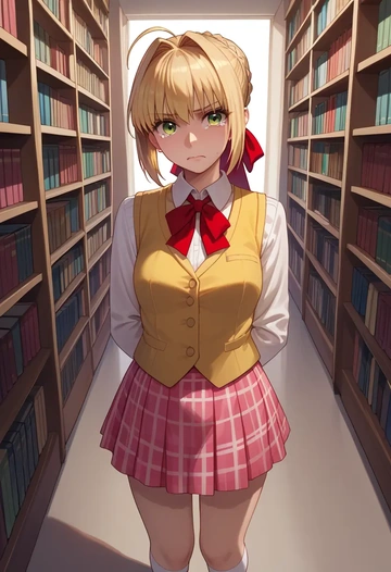 fate_(series),nero_claudius_(fate),spring,student uniform,vest  - AI generated anime art