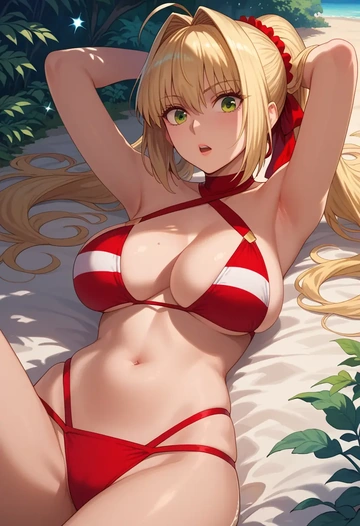 fate_(series),nero_claudius_(swimsuit_caster)_(fate),bikini  - AI generated anime art