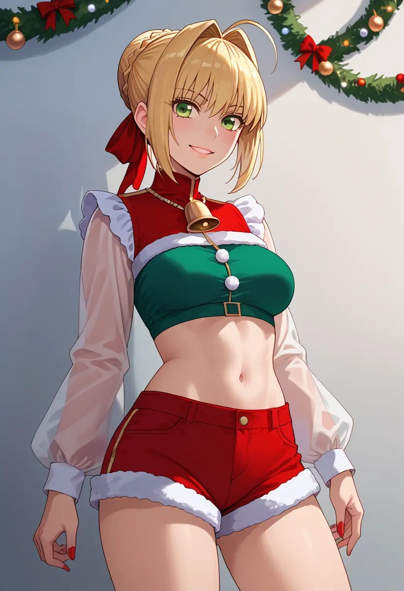 fate_(series),nero_claudius_(swimsuit_caster)_(fate),Christmas,red velvet shorts  - 