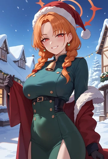 blue_archive,neru_(blue_archive),Christmas,dress  - AI generated anime art