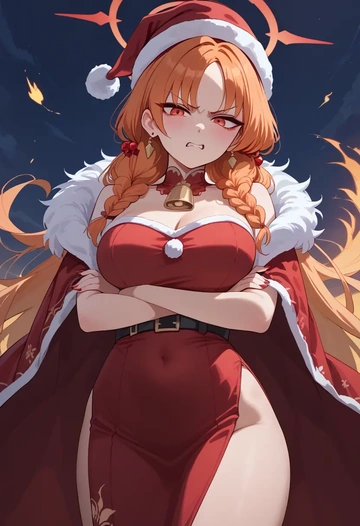 blue_archive,neru_(blue_archive),Christmas,red velvet dress  - AI generated anime art