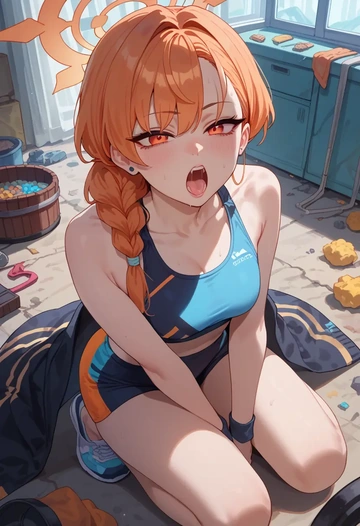 blue_archive,neru_(blue_archive),tankini top,board shorts  - AI generated anime art