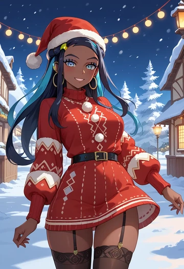 pokemon,nessa_(pokemon),sweater,stockings,Thigh garters  - AI generated anime art