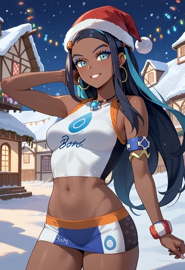 pokemon,nessa_(pokemon),Christmas,dress  - AI generated anime art