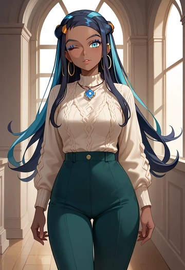 pokemon,nessa_(pokemon),sweater  - AI generated anime art