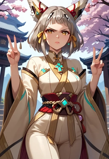 xenoblade_chronicles_(series),nia_(blade)_(xenoblade),kimono,silk,wide-leg trousers  - AI generated anime art