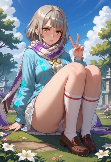 xenoblade_chronicles_(series),nia_(blade)_(xenoblade),spring,student uniform,cardigan  - AI generated anime art