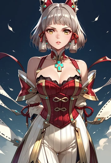 xenoblade_chronicles_(series),nia_(blade)_(xenoblade),vampire corset,lace blouse,velvet skirt  - AI generated anime art