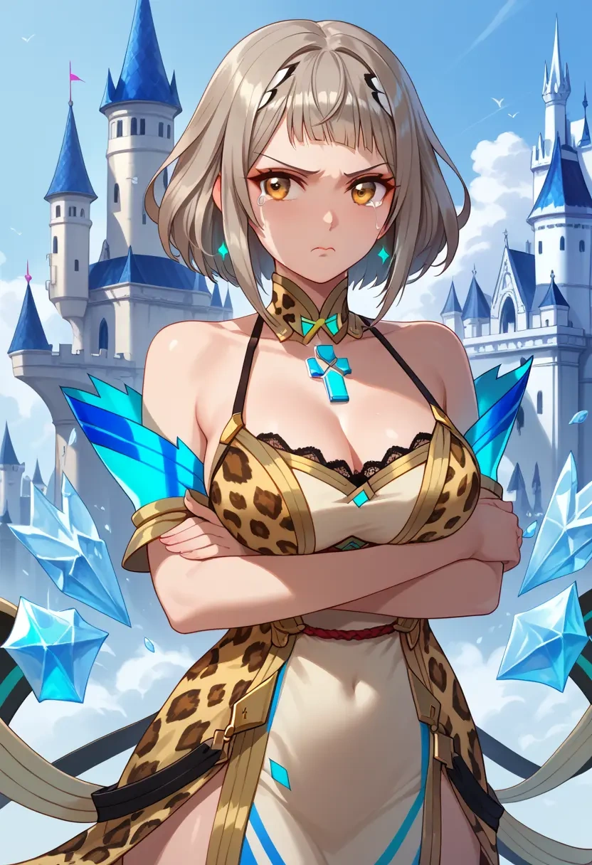 xenoblade_chronicles_(series),nia_(blade)_(xenoblade),leopard print,silk slip dress  - 