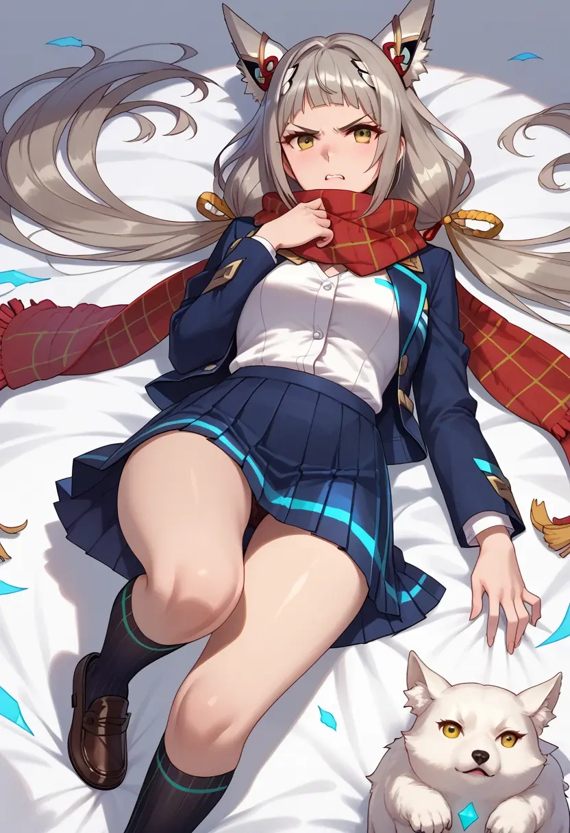 xenoblade_chronicles_(series),nia_(blade)_(xenoblade),winter,student uniform,plaid skirt  - 