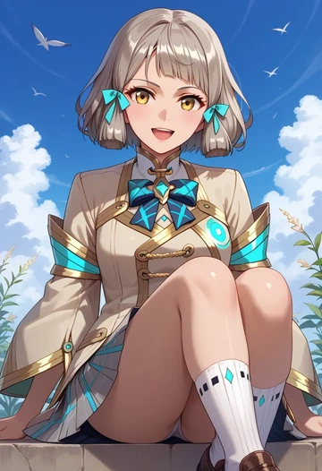 xenoblade_chronicles_(series),nia_(blade)_(xenoblade),spring,student uniform,blazer  - AI generated anime art