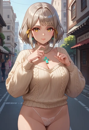 xenoblade_chronicles_(series),nia_(xenoblade),thong,sweater,sexy  - AI generated anime art