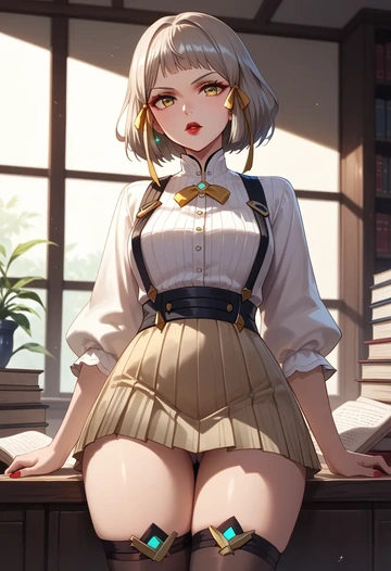 xenoblade_chronicles_(series),nia_(xenoblade),secretary,stockings  - AI generated anime art