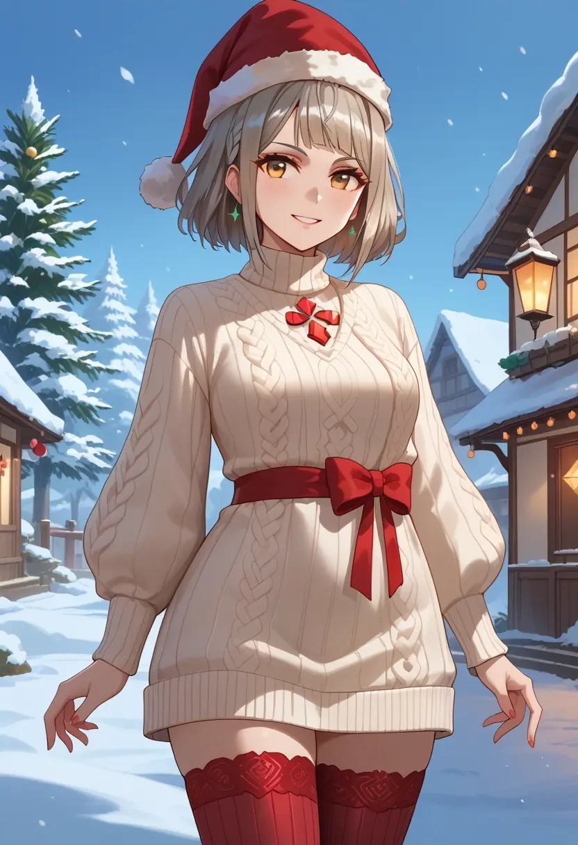 xenoblade_chronicles_(series),nia_(xenoblade),Christmas,sweater dress,stockings  - 