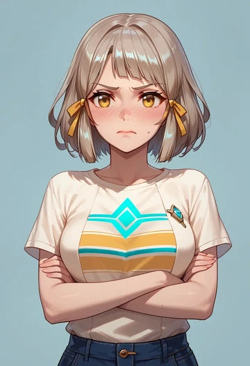 xenoblade_chronicles_(series),nia_(xenoblade),pop art shirt,dolphin shorts  - AI generated anime art