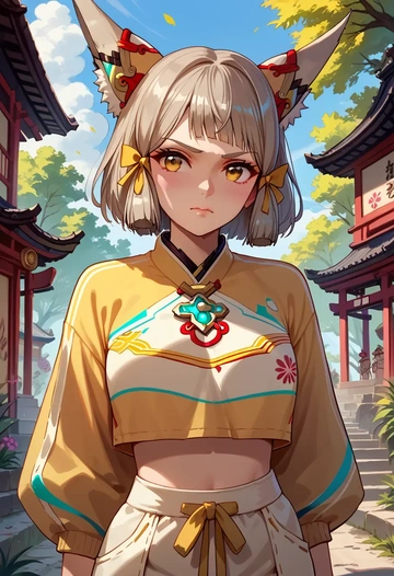 xenoblade_chronicles_(series),nia_(xenoblade),cropped graffiti sweatshirt,dolphin shorts  - AI generated anime art