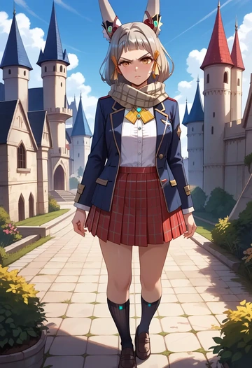 xenoblade_chronicles_(series),nia_(xenoblade),winter,student uniform,plaid skirt  - AI generated anime art