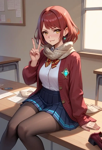 xenoblade_chronicles_(series),nia_(xenoblade),winter,student uniform,cardigan  - AI generated anime art