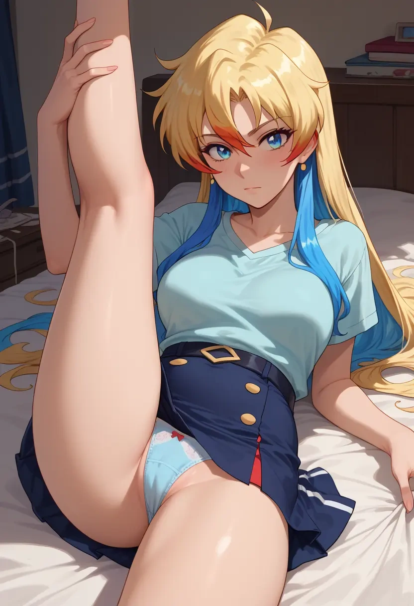 tengen_toppa_gurren_lagann,nia_teppelin,mini skirt,panties,spread legs,one leg up,sexy  - 