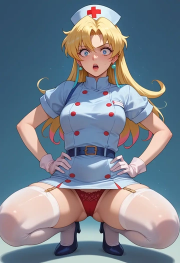 tengen_toppa_gurren_lagann,nia_teppelin,nurse,stockings,sexy,panties  - AI generated anime art