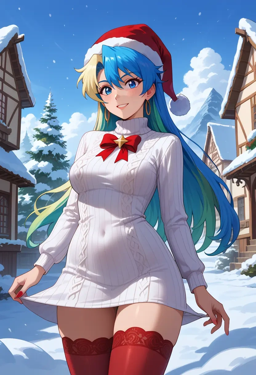 tengen_toppa_gurren_lagann,nia_teppelin,Christmas,sweater dress,stockings  - 