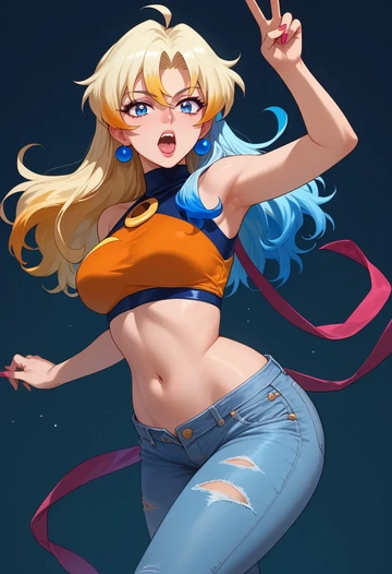 tengen_toppa_gurren_lagann,nia_teppelin,crop top  - AI generated anime art