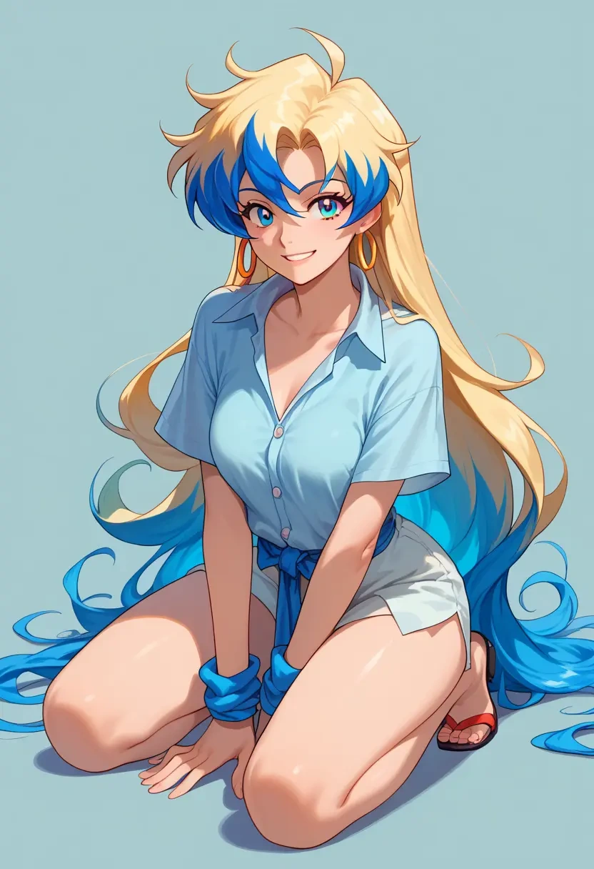 tengen_toppa_gurren_lagann,nia_teppelin,tie-dye shirt,dolphin shorts  - 