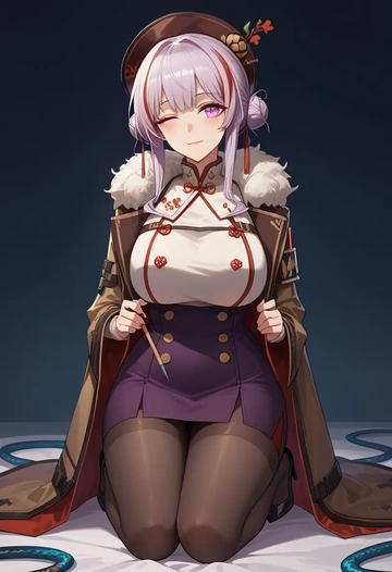 arknights,nian_(arknights),coat,long,double-breasted,pencil skirt  - AI generated anime art