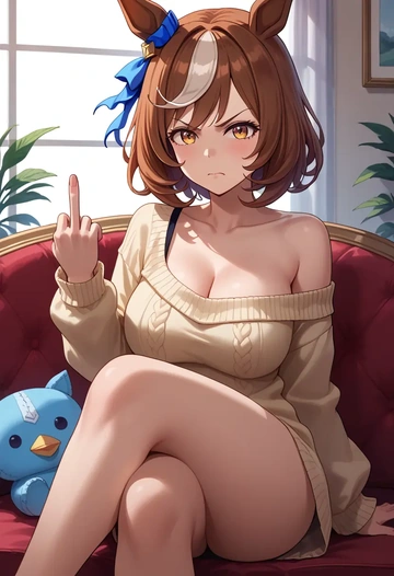 umamusume,nice_nature_(umamusume),off-shoulder,sweater  - AI generated anime art