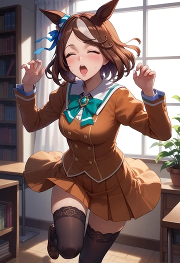 umamusume,nice_nature_(umamusume),jk uniform, stockings  - AI generated anime art