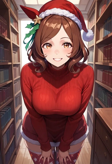 umamusume,nice_nature_(umamusume),Christmas,sweater dress,stockings  - AI generated anime art