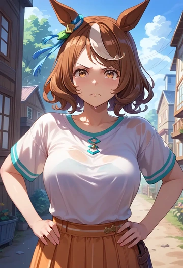 umamusume,nice_nature_(umamusume),tie-dye shirt,dolphin shorts  - AI generated anime art